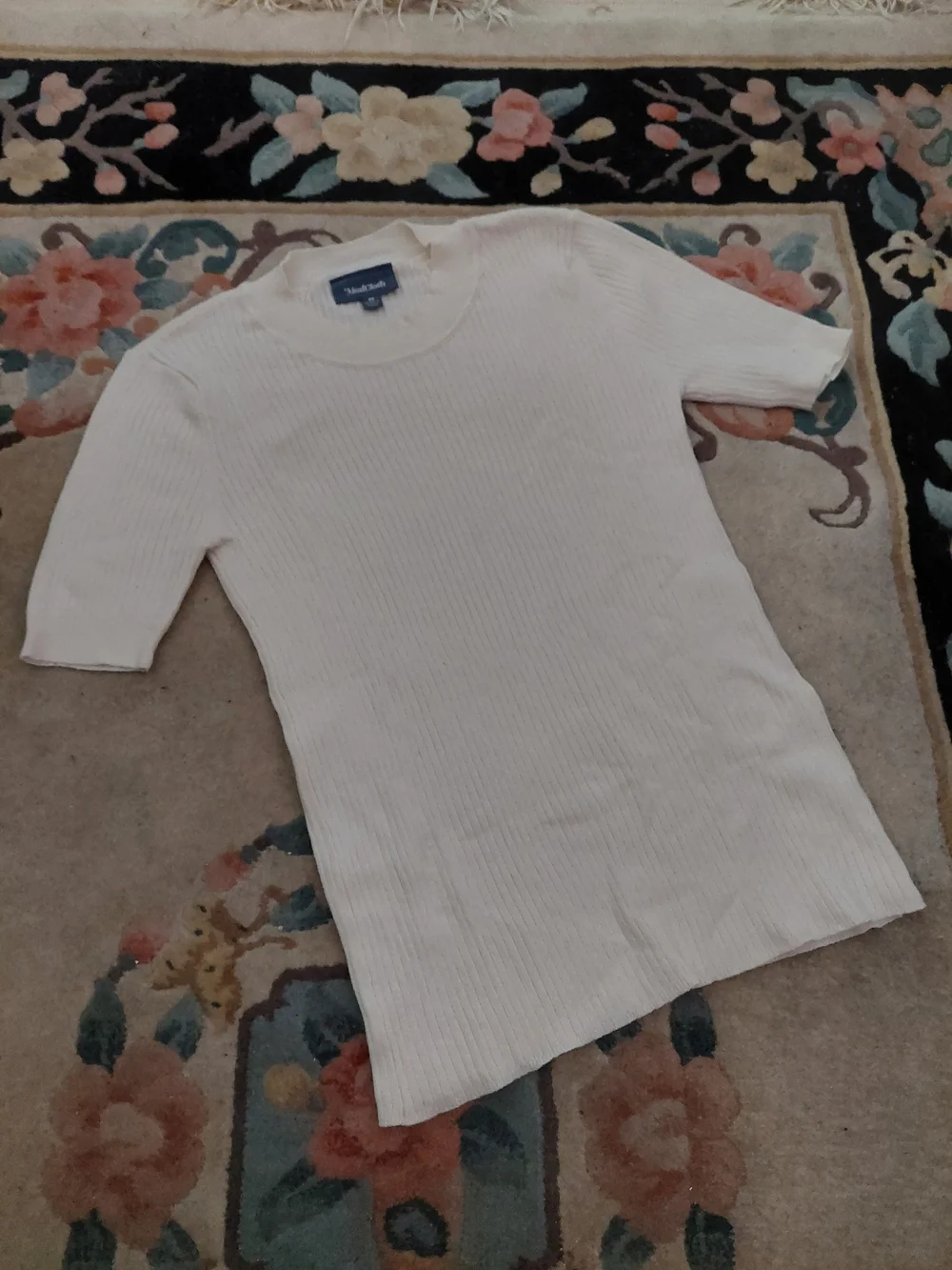 ModCloth Cream Ribbed Short-Sleeve Sweater - Picture 3 of 6
